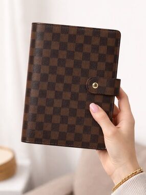 A5 Brown Checkered Notebook Cover Organizer